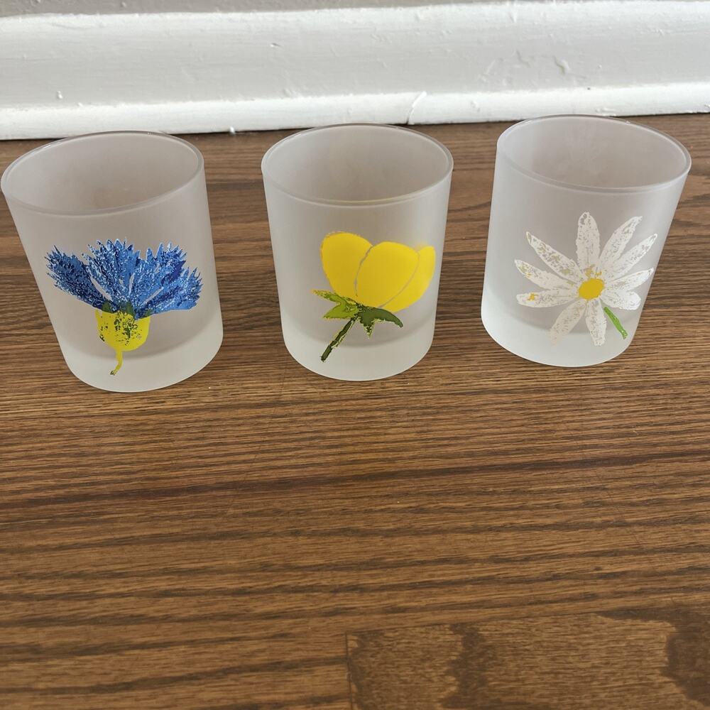 Dartington France Set of 3 Frosted Lowball Glasses Old Fashioned Sangria Summer